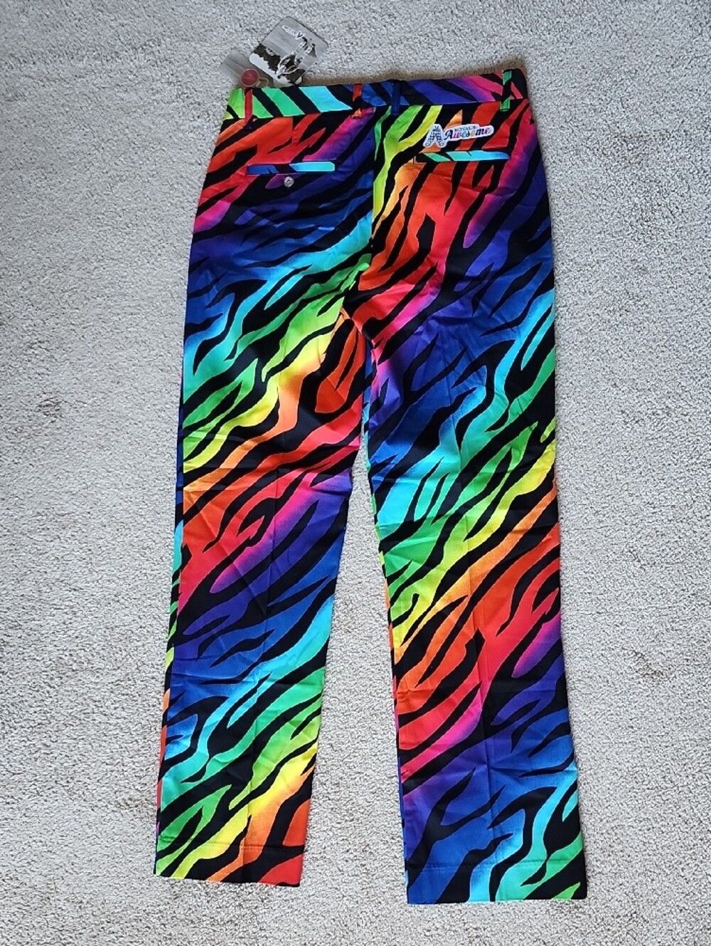 Royal & Awesome Golf Pants Bright Rainbow Zebra Print - Multicolor - Picture 6 of 15